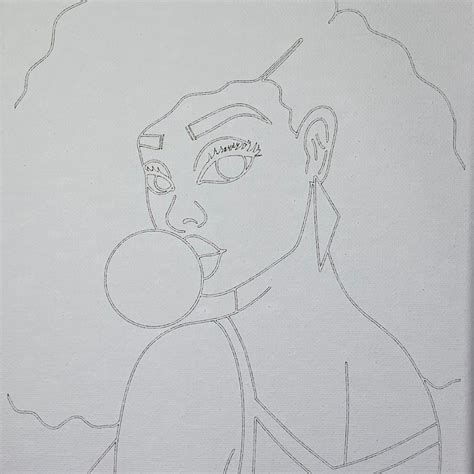 Bubble Gum Girl Pre-drawn Canvas - Etsy