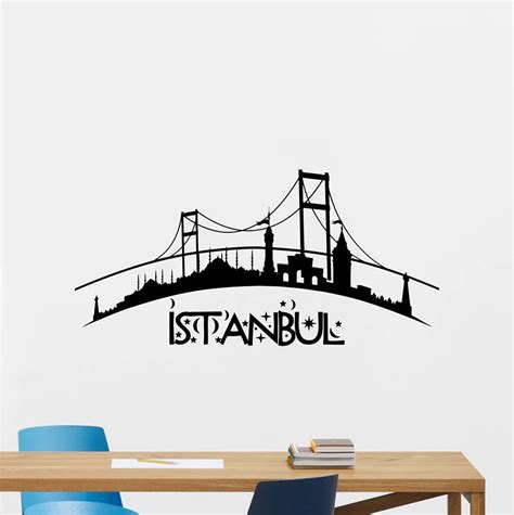 Istanbul Skyline Wall Decal City Vinyl Sticker Art Bedroom Turkey Decor Pattern Wall Tattoo ...