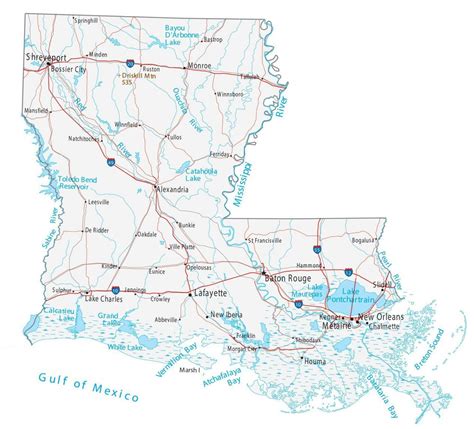 Map of Louisiana - Cities and Roads - GIS Geography