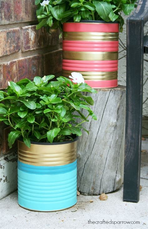 Painted Tin Can Planters