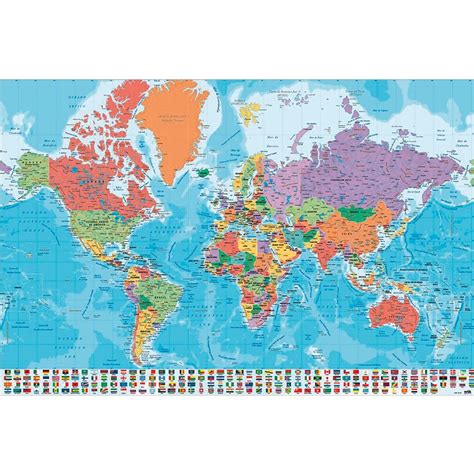 World Map Poster with Flags Spanish Version - Posters buy now in the ...