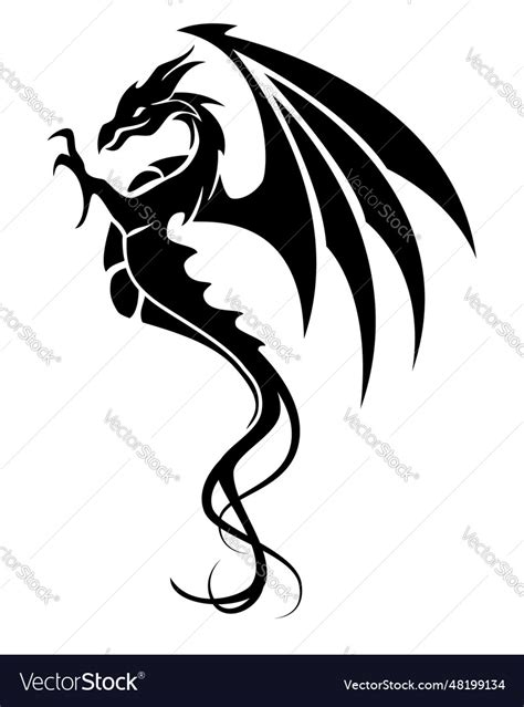 Dragon symbol tattoo black and white Royalty Free Vector