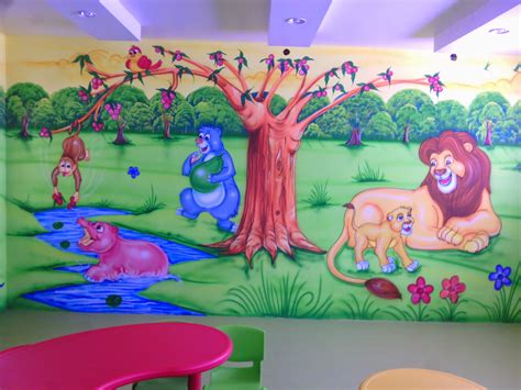 PLAY SCHOOL WALL PAINTING / 3D WALL PAINTING / CARTOON PAINTING / KIDS ROOM PAINTING / 3D THEME ...