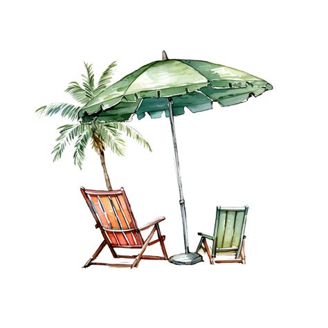 Beach Scene Watercolor Clipart 24065327 PNG