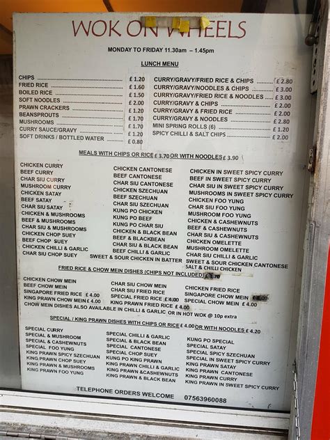 Menu at Wok on Wheels restaurant, Gateshead