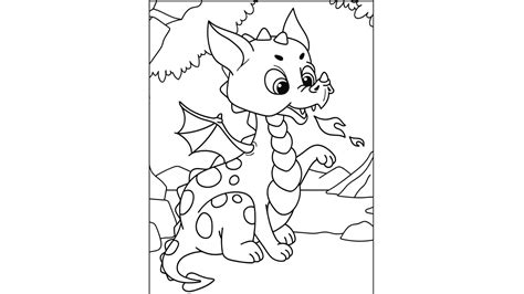 Printable Cute Baby Dragon Coloring Pages for Kids - Dresses and Dinosaurs