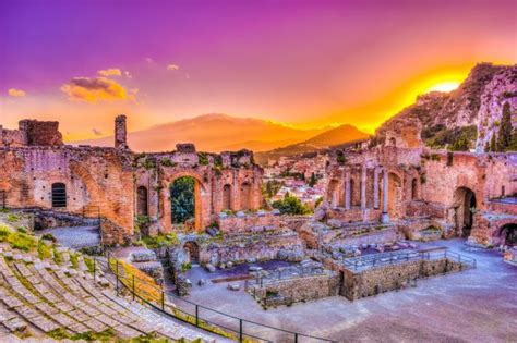 The Ruins of Taormina Theater at Sunset. Sicily — Yacht Charter & Superyacht News