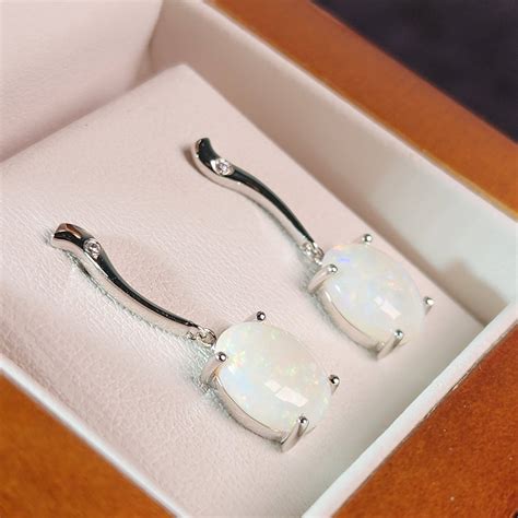 Silver Opal Earrings - Australian Opal Jewellery Online Store