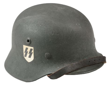 Lot Detail - GERMAN WWII WAFFEN SS M40 Q64 COMBAT HELMET.