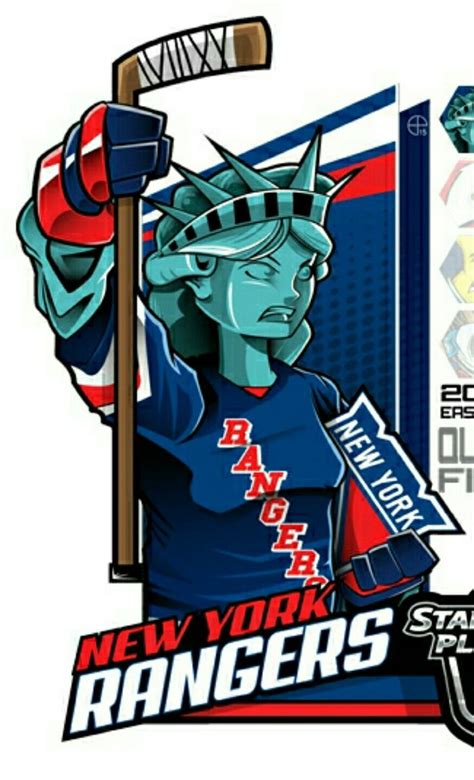 the new york rangers mascot with an american flag and statue of liberty ...