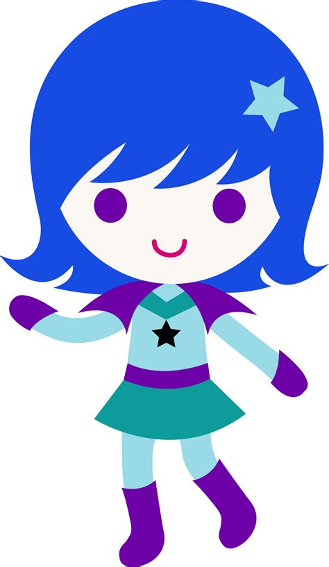 Space Cadet Girl With Blue Hair - Free Clip Art