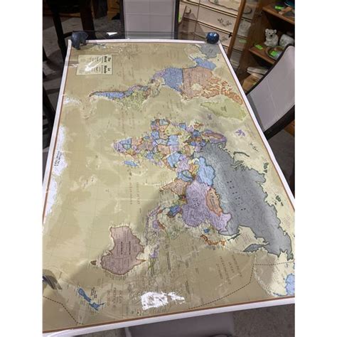 Large laminated world map