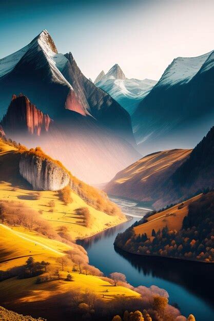 Premium AI Image | Landscape panorama with mountains