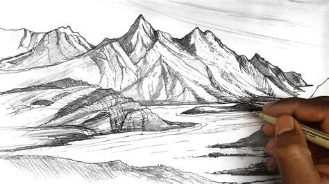 Mountain Landscape Drawing at GetDrawings | Free download