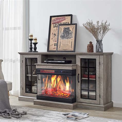 AMERLIFE 3-Sided Glass Fireplace TV Stand Console Table with 59 ...