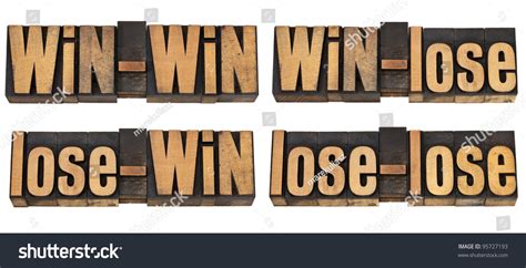 Win-Win, Win-Lose, Lose-Win, Lose-Lose - Four Possible Outcome Of Conflict Or Game - A Collage ...