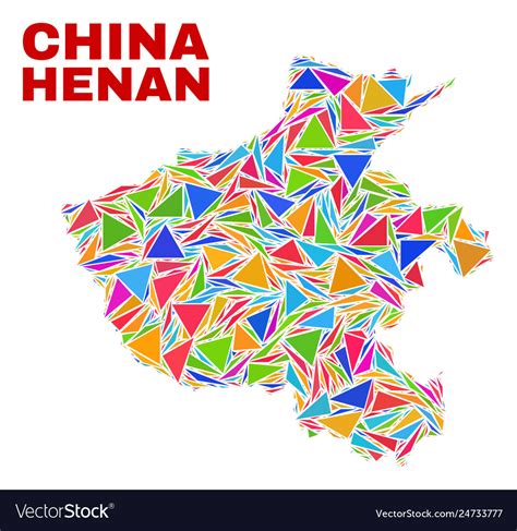 Henan province map - mosaic of color triangles Vector Image