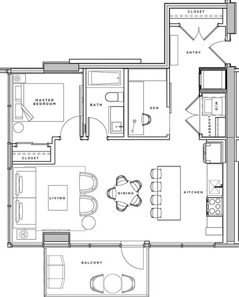 D + Den Floorplan | The Underwood Apartments in Calgary, Alberta