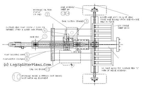 Log Splitter Plans, CAD Designs for Home Built (DIY Assembly)