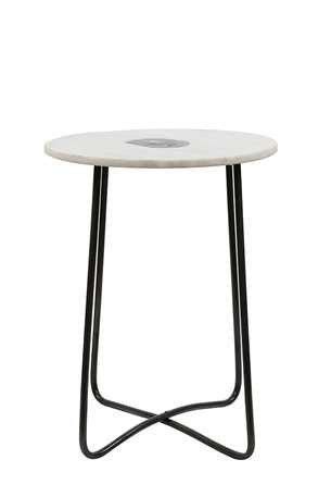 15-3/4" Round Iron & Marble Side Table DA4778 by Creative Co Op - Creative Co-Op 15-3/4" Round ...