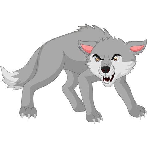 Premium Vector | Cartoon angry wolf isolated on white