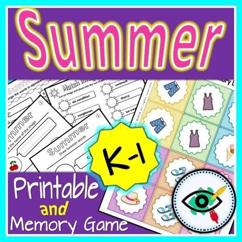 Summer Words activities and Memory Game