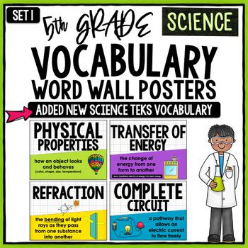 Science Word Wall Vocabulary Posters- 5th Grade Science TEKS | Set 1