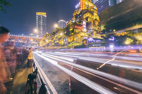 Chongqing Hongyadong Night Road Rail Car Picture And HD Photos | Free Download On Lovepik