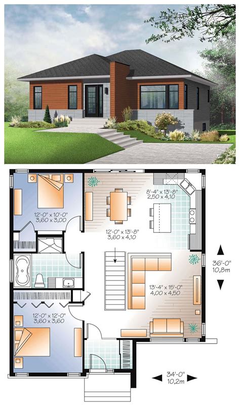 Modern Style House Plan 76346 with 2 Bed, 1 Bath | Planos de casas ...