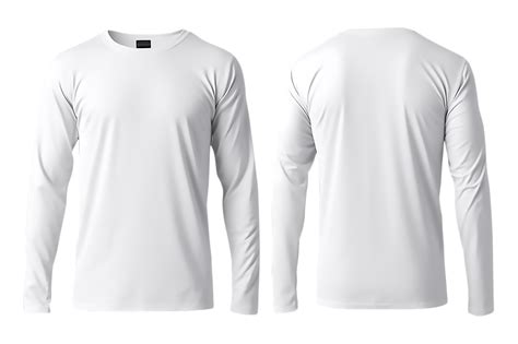 Long sleeve plain white t-shirt mockup isolated on transparent ...