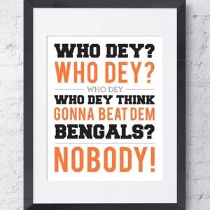 Who Dey Bengals Chant Cincinnati Super Bowl Printable Download black ...