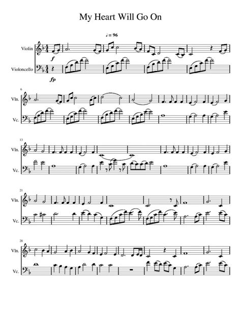 My Heart Will Go On for Violin and Cello - Free Sheet Music