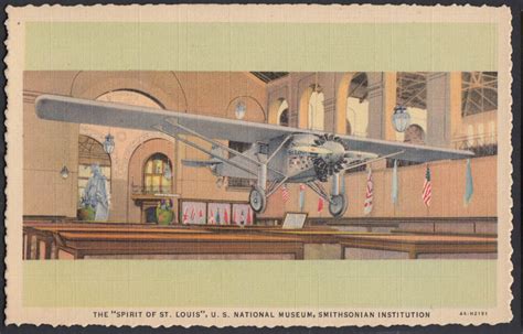 Lindbergh's Spirit of St Louis Smithsonian Institution Exhibit postcard ...