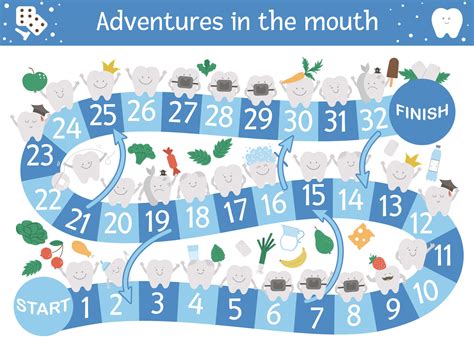 Dental adventure board game for children with cute characters ...