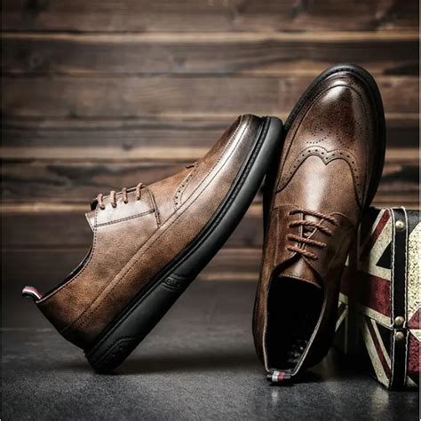 New Arrival Retro Bullock Design Men Classic Business Formal Shoes Pointed Toe leather shoes Men ...