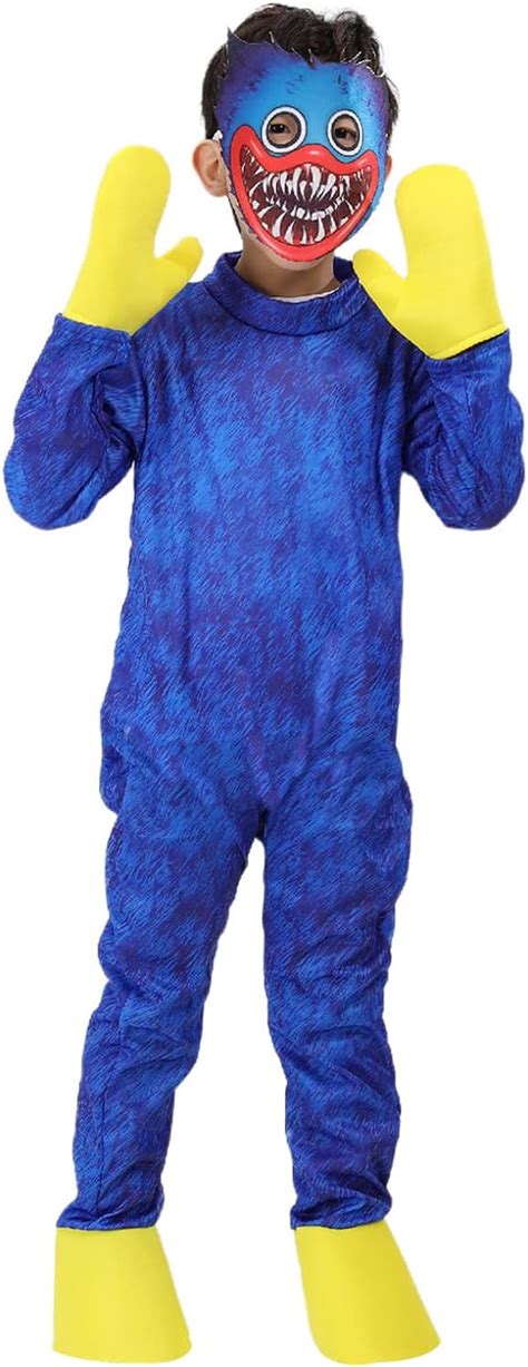 Buy Kids Cosplay Huggy Wuggy Costume for Boys Girls Playtime Blue Jumpsuit Costume Halloween ...