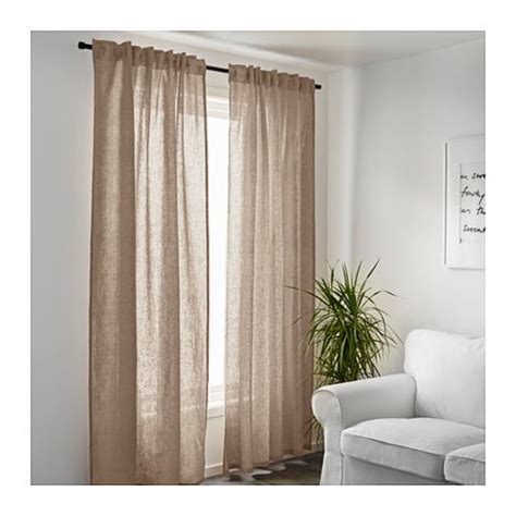 IKEA Aina Curtains Drapes BEIGE LINEN Flax 98" Long New