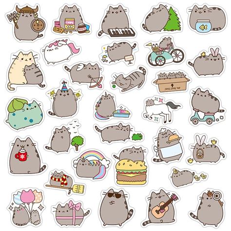 100pcs Gray Cat Stickers Set Hand Account Stickers Planner - Etsy | Autocollants pusheen ...