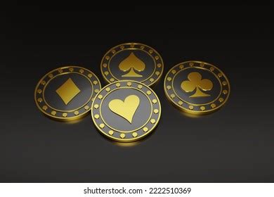 Golden Poker Chips Isolated On Dark Stock Illustration 2222510369 ...