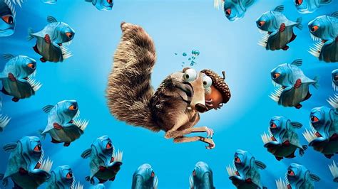 Scrat and his acorn, underwater, squirrel, piranha, movie, fish, ice age, acorn, HD wallpaper ...