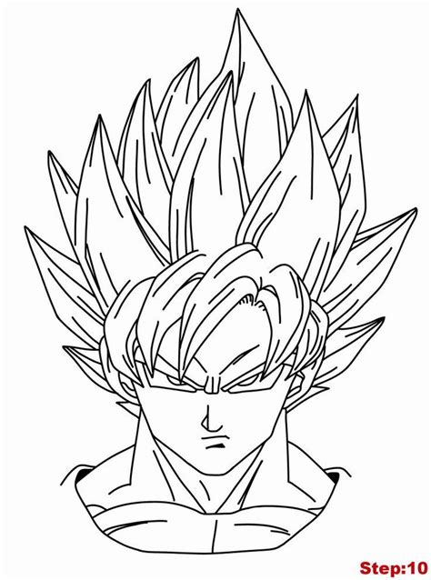 Drawing Goku Super Saiyan from Dragonball Z Tutorial Step 10 - Visit now for 3D Dragon Ball Z ...