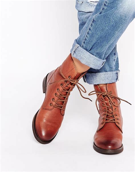 Asos Aerodrome Leather Lace Up Ankle Boots in Brown | Lyst