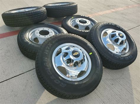 17" Chevy 3500 Polished Dually OEM Wheels 2020 and Nexen Roadian H/TX ...