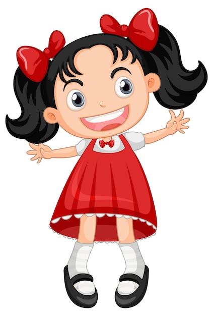 Free Vector | Little cute girl in red dress