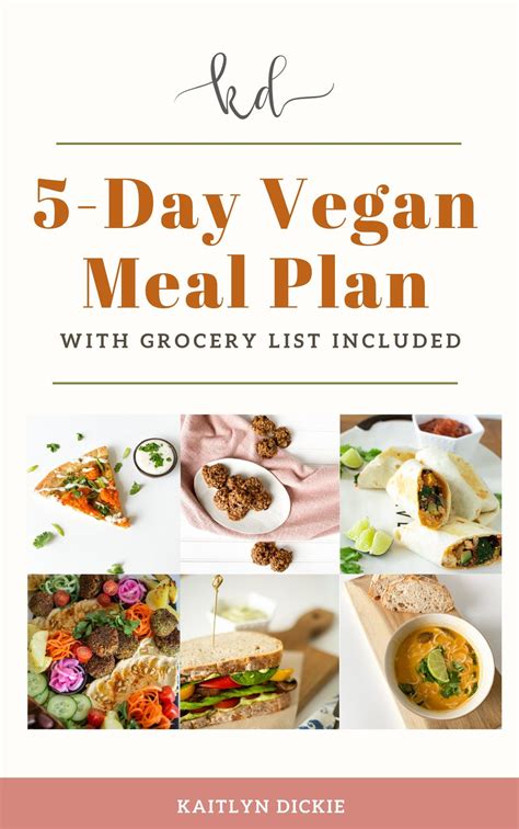 5 Day Vegan Meal Plan Grocery List Included - Etsy