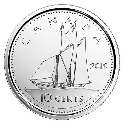 2019 Canadian 10-Cent Bluenose Schooner Dime Coin (Brilliant Uncirculated)