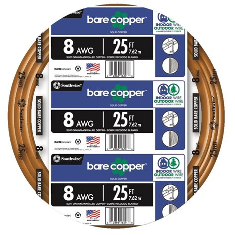 Southwire 25-ft 8-Gauge Solid Soft Drawn Copper Bare Wire (By-the-Roll ...