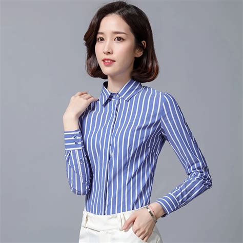 2019 New Spring Women Office Shirts OL Basic Tops Cotton Blusas Long Sleeve Turn down Collar ...