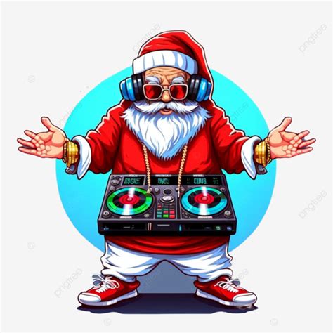 Santa Claus With The Dj Turntable And Enjoying Christmas Party, Santa Claus, Dj Santa, Christmas ...