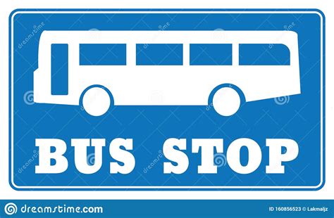 Bus Stop Sign on Blue Background Drawing by Illustration Stock Vector - Illustration of ...